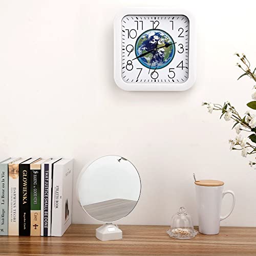 Pendule murale silencieuse Terre Moderne au design épuré 26cm de qualité - 5