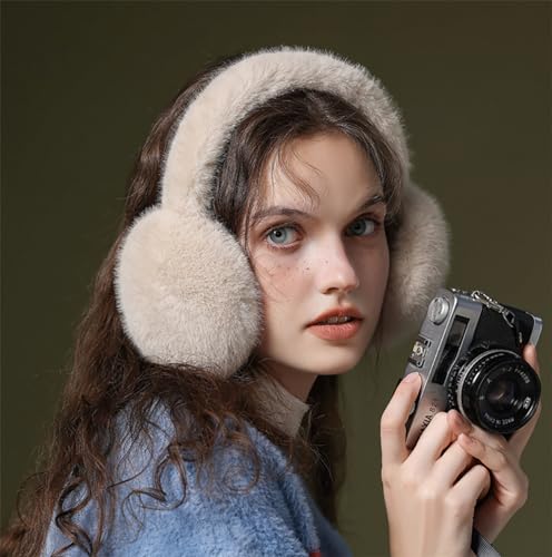 Winter Ear Muffs Girls Furry Fur Plush Earmuff Foldable Ear Warmers Women Outdoor Earmuff (white)2