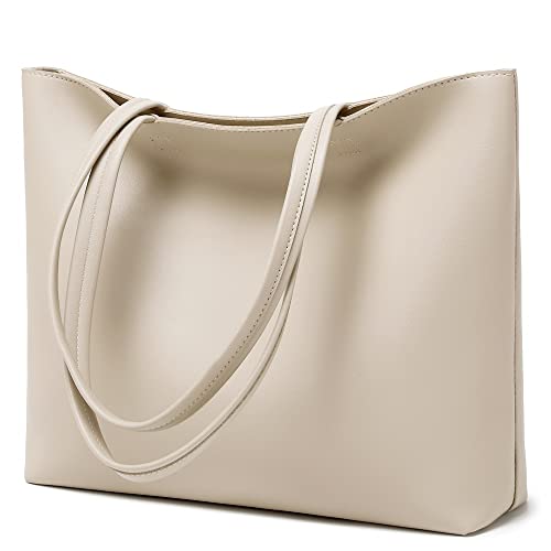 MEEGIRL Damen Henkeltaschen, Einfache Handtaschen PU Leder Tote Shopper Bag für Arbeit, Schule, Einkauf mit Reißverschluss und Innentasche (Khaki)