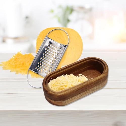 Lnwwrv Rallador de Queso Mini de Acero Inoxidable con Contenedor de Madera - Rallador Manual para Cocina, Rallador, Cortador, Herramienta de Cocina