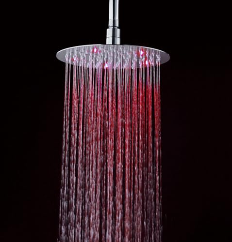 Soffione doccia ultraslim tondo con led cromoterapia acciaio inox D30 cm VEGAS - Satinato