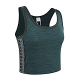 BaronHong Tomboy Trans Lesbian Cotton Chest Binder Plus Size Short Tank Top with 20 cm Stronger Elastic Band ArmyGreen