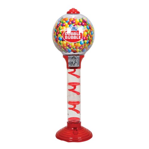 Double Bubble Metal Gumball Machine – 3 ft. (1 Unit) – Durable Red and Chrome Coin-Operated Dispenser – Perfect for Home, Office, Game Rooms, Candy Shops, or Party Fun