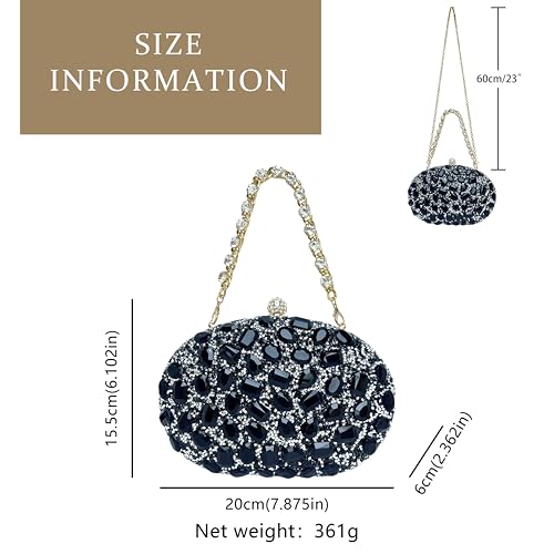 Image of Sparkling Crystal Diamond Women's Rhinestone Clutch Purse with Round Pearl Clasp