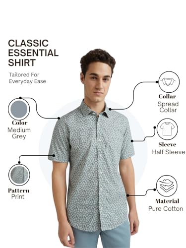 Image of Colorplus Tailored Fit Medium Grey Formal Shirt for Men
