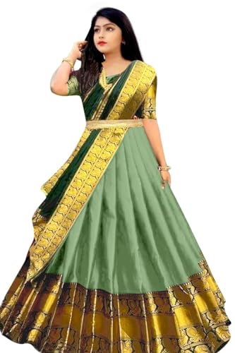 Image of South indian Fancy Designer Flared Bridal lehenga Choli For Girls-Kumkum chanderi Unstitched