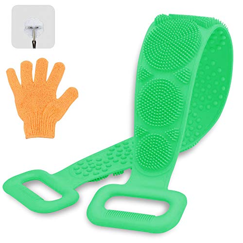 Krisler 3 pack Scrubber for Shower,2020 Updated Silicone Bath Body Brush,Easy to Clean Washer Exfoliating More Hygienic (Green)