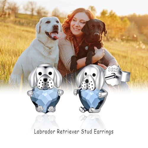 Image of 925 Sterling Silver Dog Earrings Cute Animal Puppy Stud Earrings Dog Jewelry Gifts for Women Girls Pet Lover Hypoallergenic Earrings for Sensitive Ears