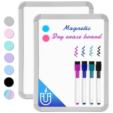 VUSIGN Small Dry Erase Whiteboard, 8.5 x 11 Inches White Board for Kids, Students, Fridge, Locker, Mini Dry Erase Board, 2 Pack Cover