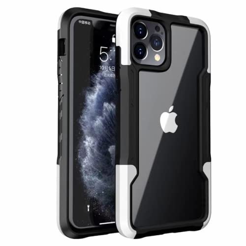 Estuche para teléfono a Prueba de Golpes para iPhone 12 11 13 Pro MAX X XR Estuche Transparente para iPhone 7 8 Plus 11 12 13 Hard PC Soft TPU Full Cover, White, para iPhone 13 ProMax
