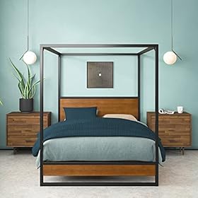 ZINUS Suzanne Bamboo and Metal Canopy Platform Bed Frame / No Box Spring Needed / Wood Slat Mattress Support / Easy… 418XVE+QuTL. SS280