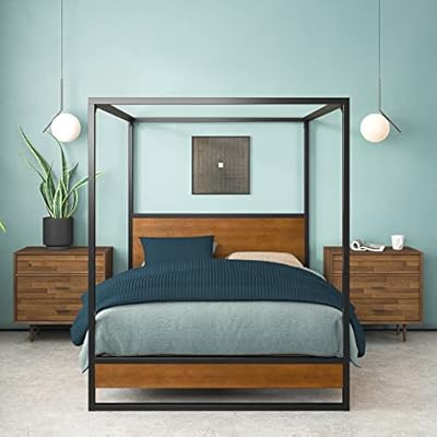 ZINUS Suzanne Bamboo and Metal Canopy Platform Bed Frame / No Box Spring Needed / Wood Slat Mattress Support / Easy… 418XVE+QuTL. SS400