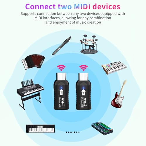 Transmisor y receptor inalámbrico de guitarra 2.4GHz, adaptador MIDI inalámbrico de baja latencia, transmisor de audio para instrumentos de viento y guitarra miniatura 7