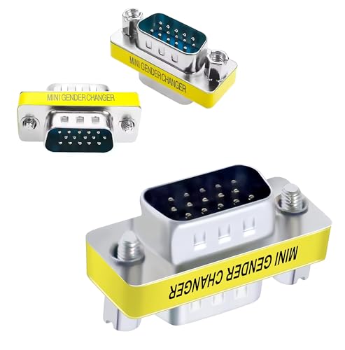 Image of VGA SVGA HD15 Male to Male Mini Gender Changer Coupler Adapter (3 Pieces) VGA M /M