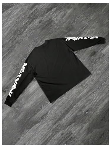 Verdusa Men's Letter Graphic Street Wear Long Sleeve Crew Neck Drop Shoulder Tee Tops2