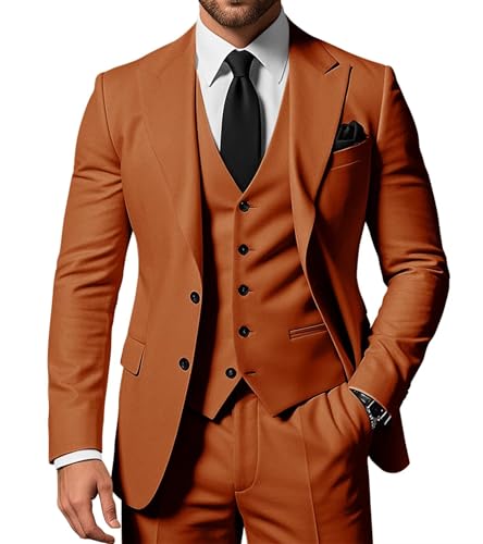 Men's 3 Piece Suits Slim Fit Peak Lapel 2 Button Blazer Jacket Vest Pants Set Wedding Business Prom Party Suit