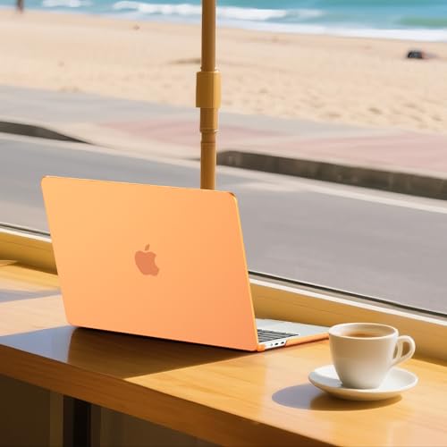 Image of EooCoo Case Compatible with MacBook Air 15 inch M5 2026 2025-2023 Release M4 M3 M2 Model A3448 A3241 A3114 A2941, Plastic Hard Shell Case & Keyboard Cover & Screen Protector, Original Orange