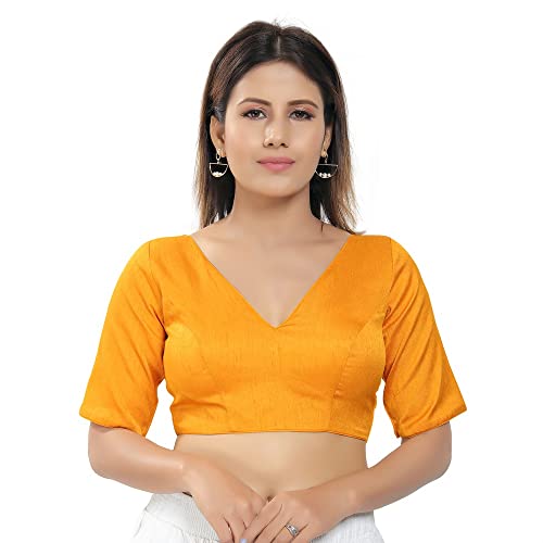 Image of Vamas Women's Silk Padded Self Design Half Sleeve Readymade Saree Blouse (VFJ-140)