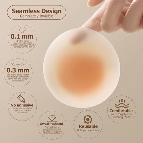 Not Sticky Medical-Grade Silicone Nipple Covers, Natural Grippy Fit Body, Reusable Seamless No-Show Pasties With Travel Box2