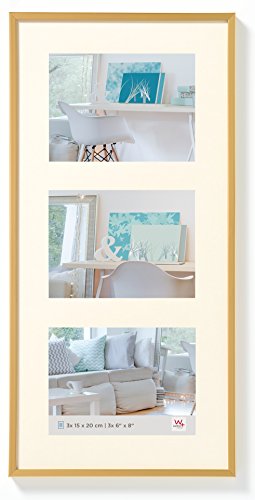 walther design Bilderrahmen gold 3X 15x20 cm Galerie mit Passepartout, New Lifestyle Kunststoffrahmen KV320G – Ansicht 1