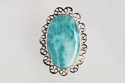 Bague larimar argent 925 grand cabochon solide qui ne noircit pas - 6