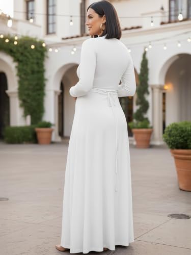 Image of KOH KOH Womens Maternity Long Sleeve V-Neck Flowy Winter Maxi Dress Gown