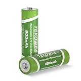 TEKOWEE 2 Pack 3.7V Rechargeable Battery 800mAh TKW14500 Batteries for Headlamp, Flashlight, Cameras Toys
