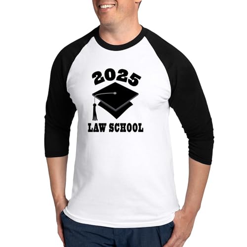 CafePress Class of 2025 Law School Men's Cotton Baseball Jersey, 3/4 Raglan Sleeve Shirt Black/White