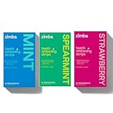 Zimba Teeth Whitening Strips 3-Pack Bundle (Mint, Spearmint, Strawberry) | Vegan Whitening Strip Enamel Safe Teeth Whitening Hydrogen Peroxide Teeth Whitener for Coffee, Wine, Tobacco & Other Stains