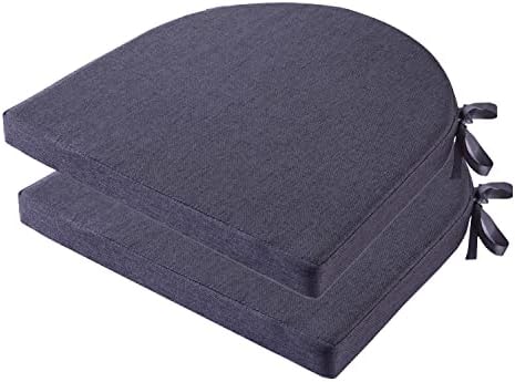 MICUSHION Chair Pads 18x18 Inch for Dining Chairs Set of 2 with Ties Non Slip Washable Seat Cushion with Zipper Indoor Chair Cushions for Kitchen, Grey