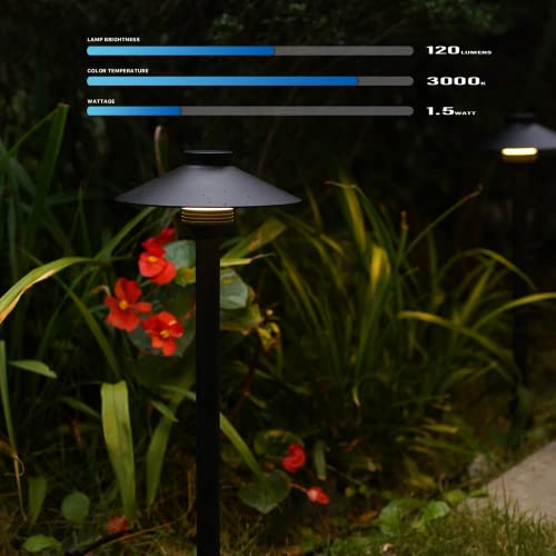 Goodsmann Landscape Lighting Path Lights Low Voltage 1.5W Led 120 Lumen 6Pk And Outdoor Spotlight 4.5W 205 Lumens 2Pk With Metal Stake Cable Connector #TOP2