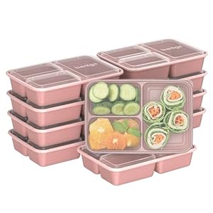 Bentgo Prep – 20-Piece 3-Compartment Reusable Meal Prep Containers with Lids, PFAS & BPA Free Materials, Durable, Microwave, Freezer, & Dishwasher Safe To Go Food Storage (Rosette Glitter)