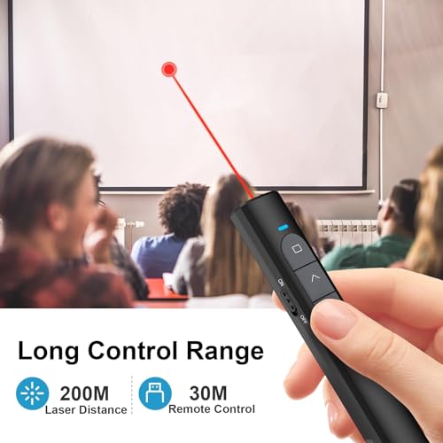 elzle Präsentations-Fernbedienung, Wireless Presenter Clicker, 2.4GHz PowerPoint Fernbedienung mit USB-Empfänger, Hyperlink & Lautstärkesteuerung für Mac, PC, Laptop