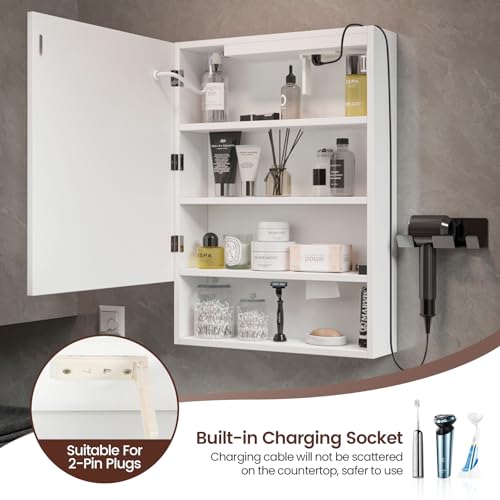 BELIWIN Bathroom Mirror Cabinet 500 x 700 mm With LED Lights, Touch Control, 3 Colour Dimmable Illuminated Mirror, Wall Mounted Bathroom Storage with Demister Pad - Cosy Home Interiors BELIWIN Bathroom Mirror Cabinet 500 x 700 mm With LED Lights, Touch Control, 3 Colour Dimmable Illuminated Mirror, Wall Mounted Bathroom Storage with Demister Pad - Image 8