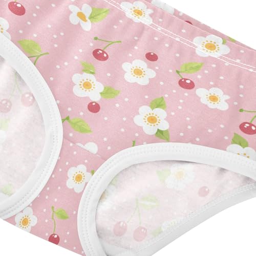 Wusikd Cute Cherry Girls' Underwear Cotton Flower Pink Girls Briefs Soft Toddler Underwear 2T4