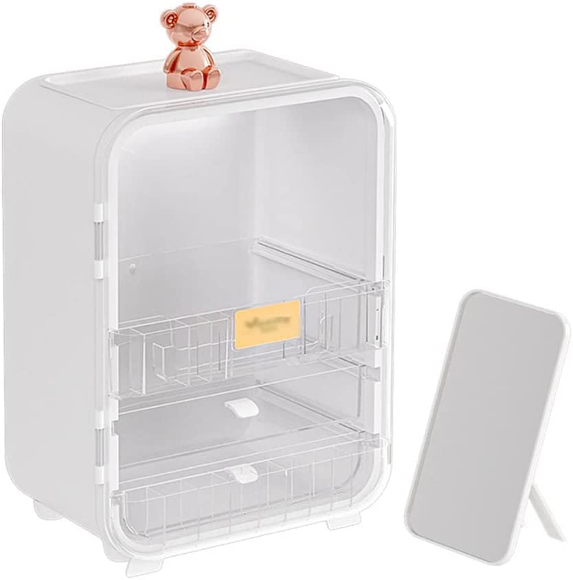 Cosmetics Storage Box Light Luxury Large Capacity Desktop Dresser Acrylic Lipstick Skin Care Products Storage Shelf Cosmetic Organizer countertop Plastic for Skin Care Products perfumes (White)