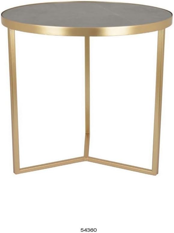 Benjara 20 Inch Plant Stand Table, 3 Legged Metal Base, Marble, Finish, Gold and Gray