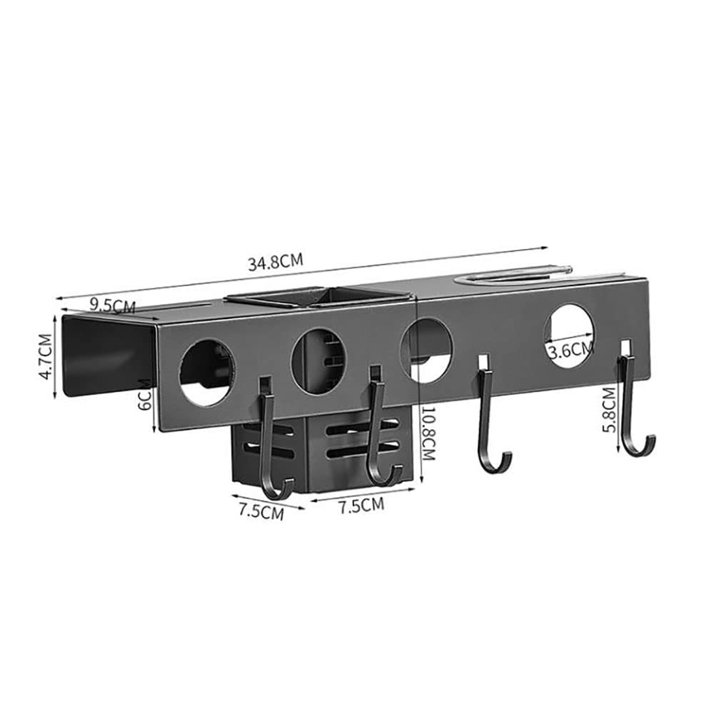 Soporte para secador de pelo Organizador de herramientas para el cuidado del cabello Soporte para secador de pelo Montaje en pared, Soporte multifuncional para herramientas de cuidado del cabe