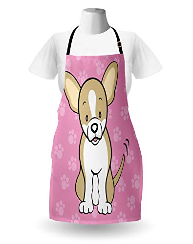 ABAKUHAUS Chihuahua Kochschürze, Cartoon-Hund, Fett Schmutz abweichent Waschbar Farbe verblassen Nicht, Kamel-Baby-Rosa