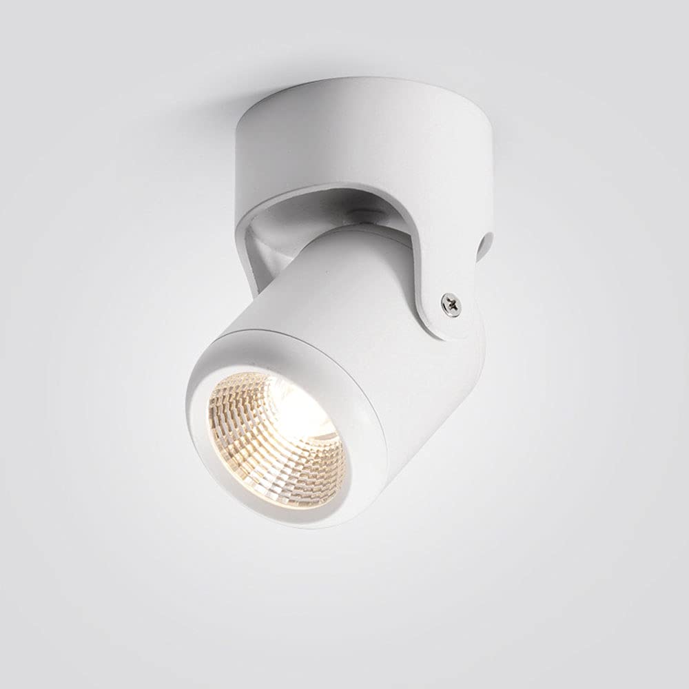 BHGFYXBS Adjustable Led Ceiling Spotlight Surface Mounted Accent Spot Light Indoor, Rotatable Wall Lights Spotlights, Gallery Picture Lighting, 24° Beam Angle Wall Lights, 3000K,White10w