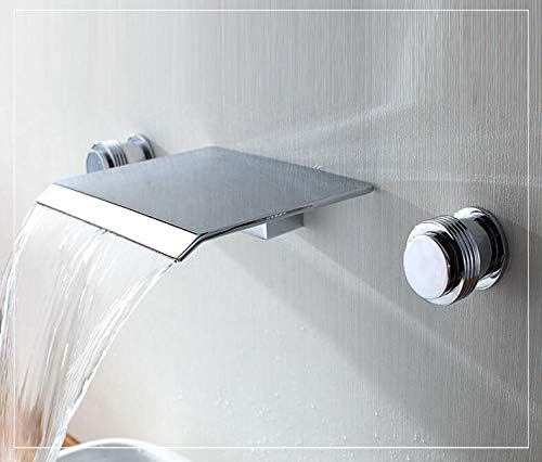 JinYuZe Widespread Wall Mounted Bthroom Faucet, Double Handle Waterfall Bathroom Vanity Vessel Sink Faucet,Solid Brass,Chrome
