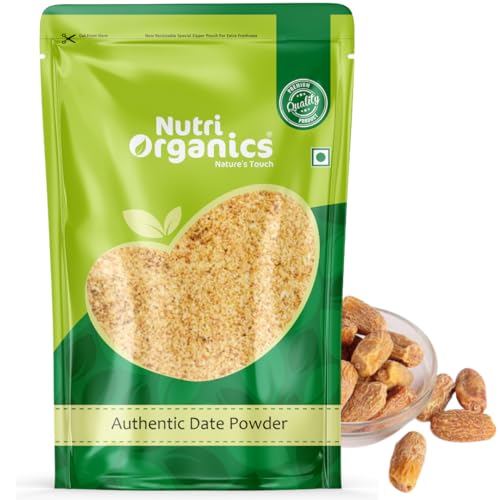 Image of NutriOrganics Dry Dates /Kharik Powder Natural Sweetener,200G(Coarse Kharek Powder /Date Sugar) (Pack of 3)