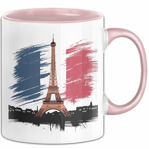 Frankreich Flagge Paris Eiffelturm Tasse Geschenk Lustige Geschenkidee Spruch (Rosa)