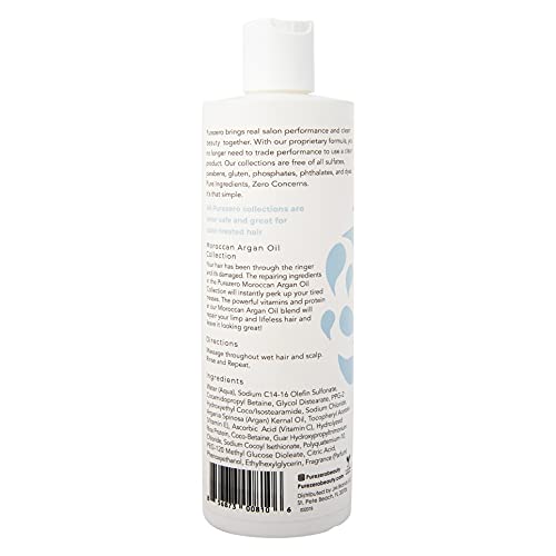 Purezero Moroccan Argan Oil Shampoo - 12 Fl Ounces - Repair Damaged Hair - Restore Strength, Shine & Softness - Zero Sulfates, Parabens, Dyes, Gluten - 100% Vegan & Cruelty Free #TOP1