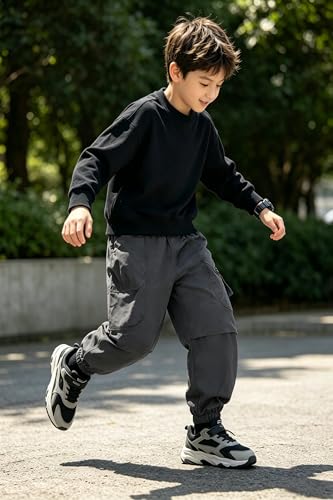 Pantalon cargo décontracté garçons résistant et facile à enfiler gris