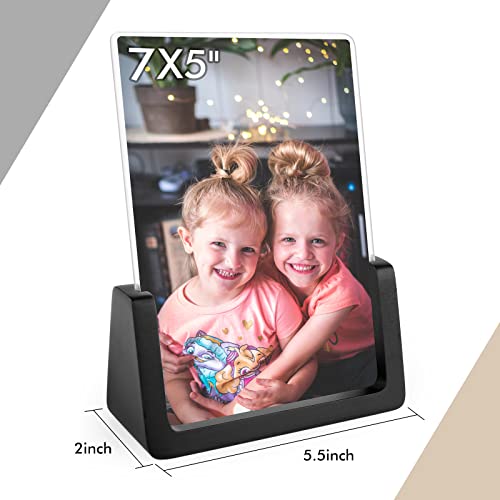 Waysse 5X7 Picture Frames,Wooden Picture Frame 2 Pack- Black Picture Frame For Wall And Tabletop Display With Wood Base & High Difinition Acrylic Glass Covers Rustic Photo Frames For Wall Or Tabletop Display (Vertical) #TOP1