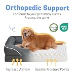 Large Orthopedic Dog Bed for Extra Large Dogs, Waterproof XL Egg-Crate Foam Dog Bed with Removable Washable Cover & Non-Slip Bottom, 4-Sided Bolster Support,Grey 42"x30"x7.5" - Image 2
