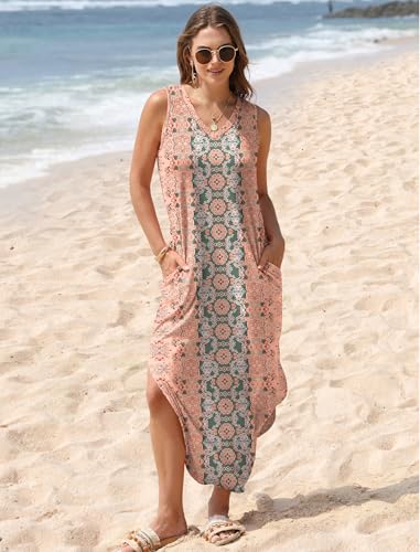 Image of Sampeel Summer Dresses Maxi Dress Vacation Beach Sundresses 2025 with Pockets