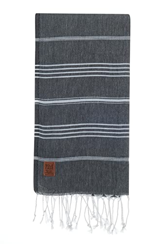 Gold Case Turkish Beach Towel Bath Towels Lycia Series - Set Of 6 - Xxl Oversized 70X40 Inches -100% Cotton - Quick Dry Lightweight Sand Free Turkish Towel (Black) #TOP7