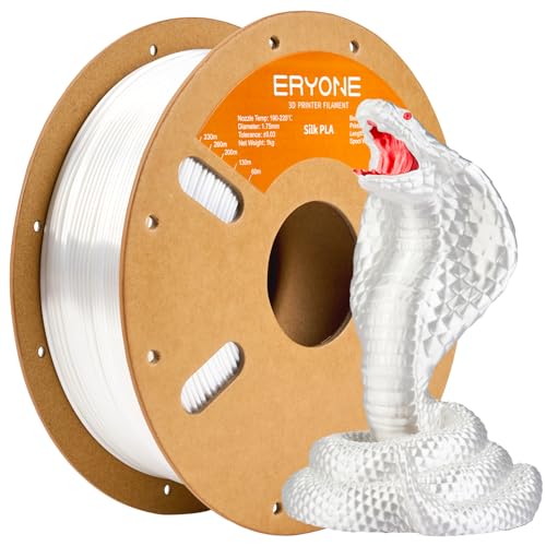 ERYONE Silk PLA Filament for 3D Printer 1.75mm +/- 0.03mm Shiny Filament 1kg (2.1lbs)/Spool Silk White